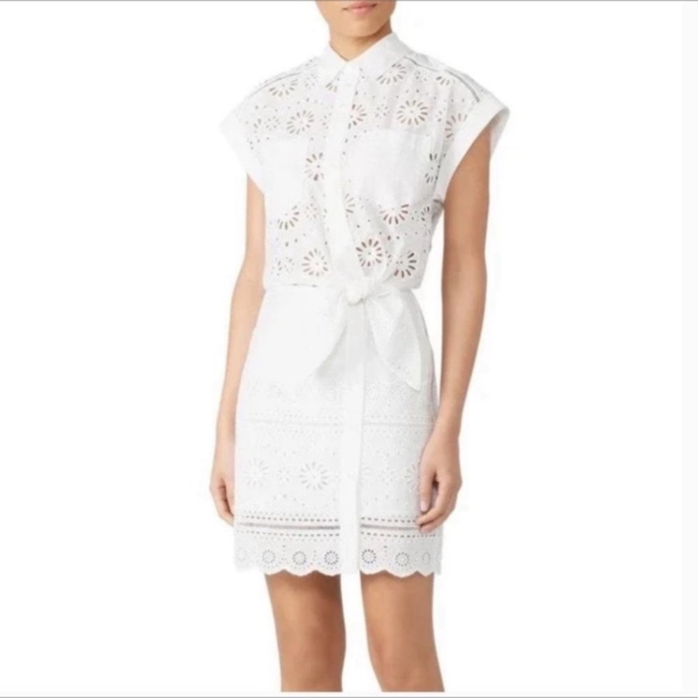 VERONICA BEARD White Bettina Eyelet Dress Sz 14